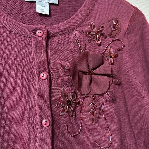 Christopher & Banks Maroon Blouse Size Medium Petite - Picture 9 of 9